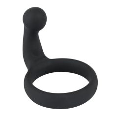   Inelul pentru penis Black Velvet cu stimulator perineal (negru)
