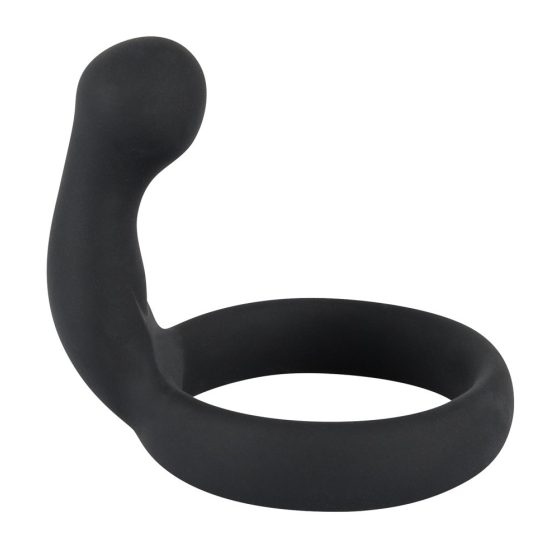 Inelul pentru penis Black Velvet cu stimulator perineal (negru)