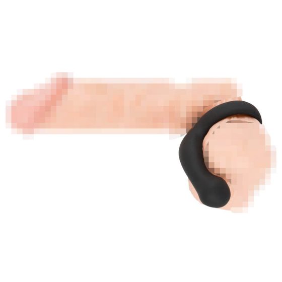 Inelul pentru penis Black Velvet cu stimulator perineal (negru)