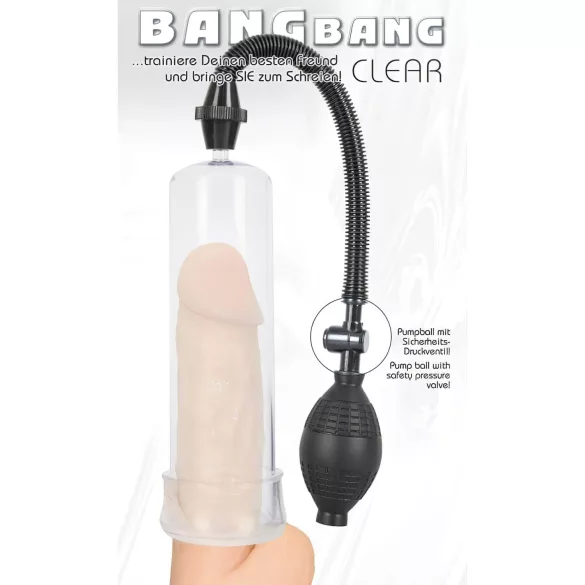 Bang Bang - pompă penis - vacuum manual - transparent