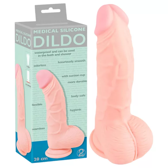 Medical - dildo din silicon medical 20cm - culoare naturală