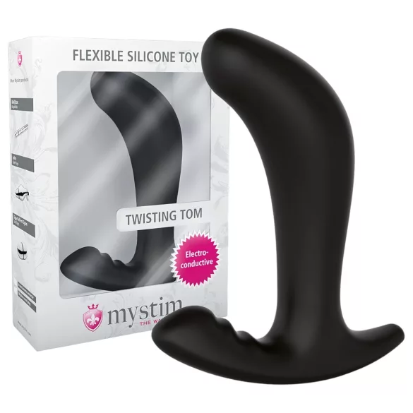 mystim Twisting Tom - dildo anal electric (negru)