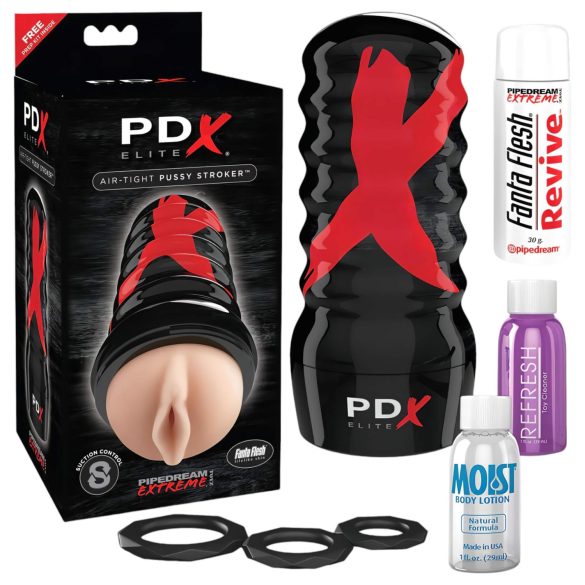 PDX Elite Air-Tight Pussy - jucărie pentru bărbați cu aspirație manuală (natur)
