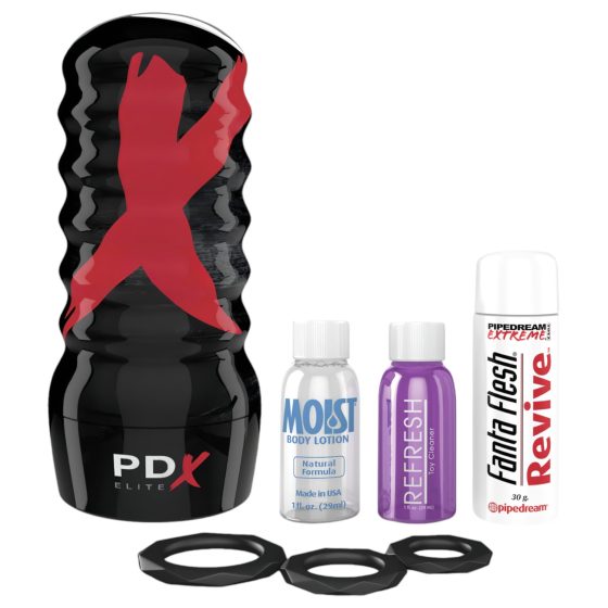 PDX Elite Air-Tight Pussy - masturbator manual cu aspirație pentru păsărici (natural)