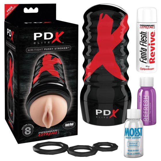 PDX Elite Air-Tight Pussy - masturbator manual de supt păsărică (natural)
