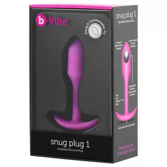 b-Vibe Snug Plug 1 - dop anal cu greutate internă (55 g, roz)