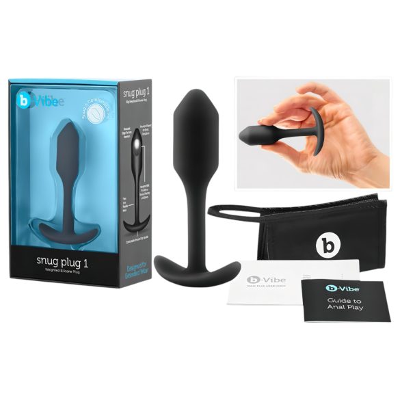 b-vibe Snug Plug 1 - dop anal cu greutăți interioare (55g) - negru