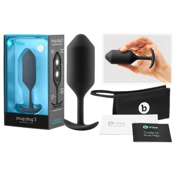 b-vibe - dop anal cu bile duble - 180g - silicon negru