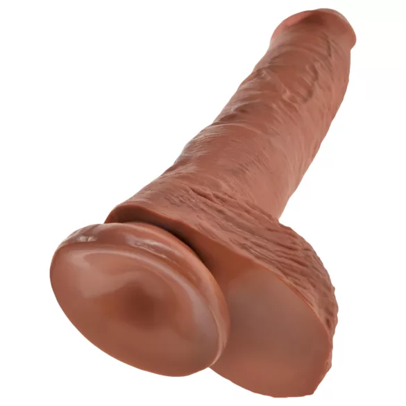 King Cock dildo mare cu testicule de 10 inch (25 cm, maro)