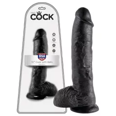 King Cock - dildo realist cu testicule - 25 cm - negru