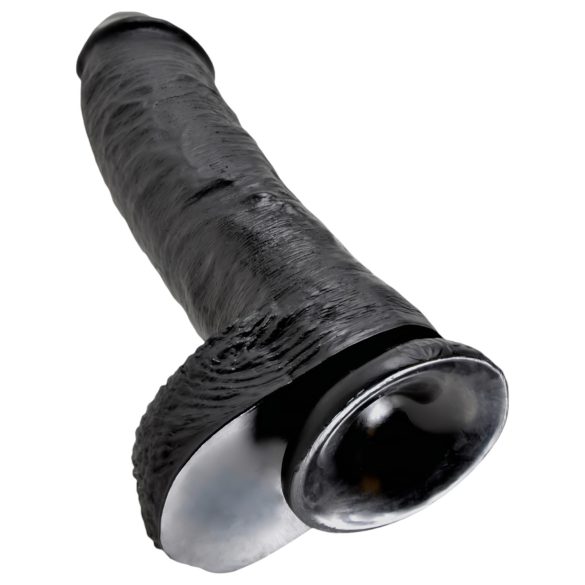 King Cock - dildo realist cu testicule - 25 cm - negru