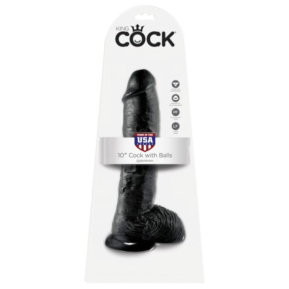 King Cock - dildo realist cu testicule - 25 cm - negru