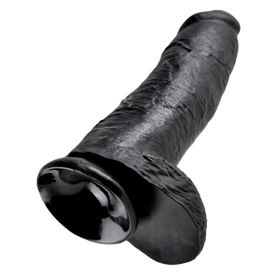 King Cock 12 dildo mare cu testicule (30 cm) - negru