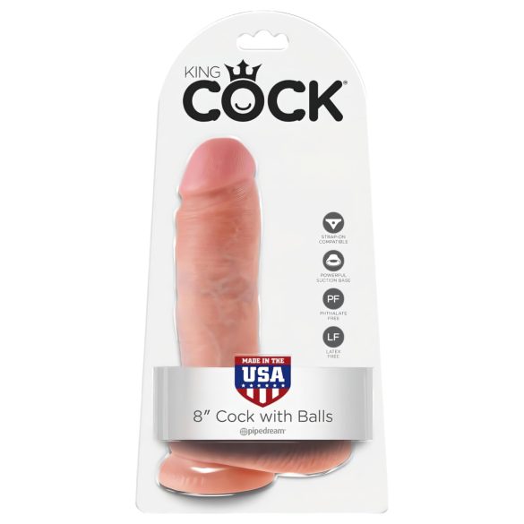 King Cock - dildo realist cu testicule - 20 cm - culoare naturală