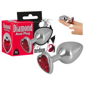 You2Toys - Diamond - dildo anal din aluminiu de 85g (roșu-argintiu)