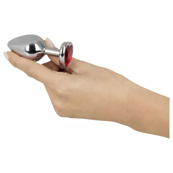 You2Toys - Diamond - dop anal din aluminiu de 85 g (argintiu-roșu)