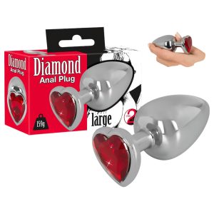 You2Toys - Diamond - dildo anal din aluminiu de 159g (argintiu-roșu)