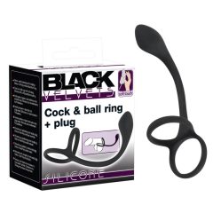   Black Velvet - dildo anal subțire cu inel pentru penis și testicule (negru)