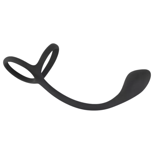 Black Velvets - dildo anal cu inel pentru penis și testicule - subțire - negru