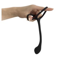   Black Velvet - dildo anal subțire cu inel pentru penis și testicule (negru)