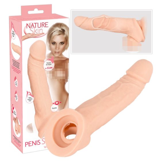 Nature Skin - Prezervativ pentru penis cu inel testicular pentru prelungire