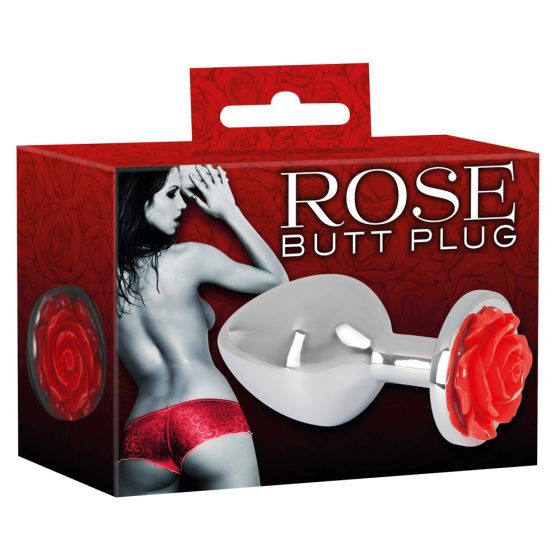 You2Toys - Rose - dildo anal din aluminiu de 91g (roșu-argintiu)