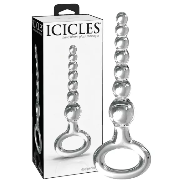 Icicles No. 67 - dildo din sticlă cu bile - transparent
