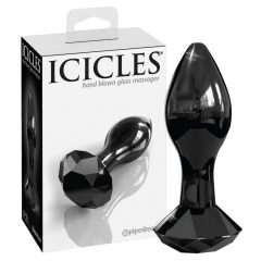 Icicles No. 78 - dildo anal conic din sticlă (negru)