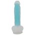 You2Toys Glow in the Dark - dildo cu ventuză luminos - silicon albastru