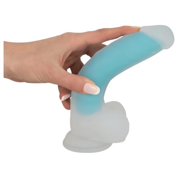 You2Toys Glow in the Dark - dildo cu ventuză luminos - silicon albastru