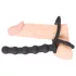 Black Velvets - inel pentru erecție și penis cu dildo anal - silicon negru
