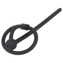   Penisplug - inel de silicon cu ghindă cu tijă uretrală goală (negru)