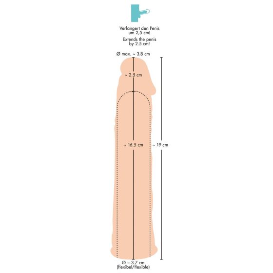 You2Toys - Silicon - husă de penis prelungitoare (natur) - 19cm