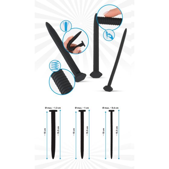 Set de dildo-uri pentru lărgirea uretrei You2Toys Screw Dilator - cu design în formă de șurub (3 bucăți)