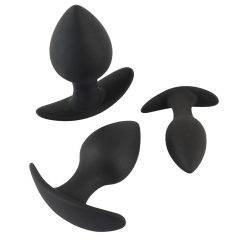   Black Velvet - set dildo-uri anale din silicon (3 piese) - negru
