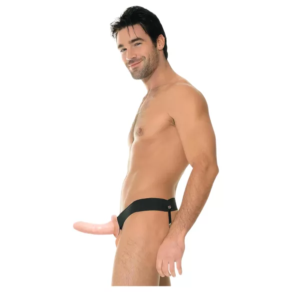 Fetish Strap-On 6 - dildo cu centură, gol pe interior, culoare natur