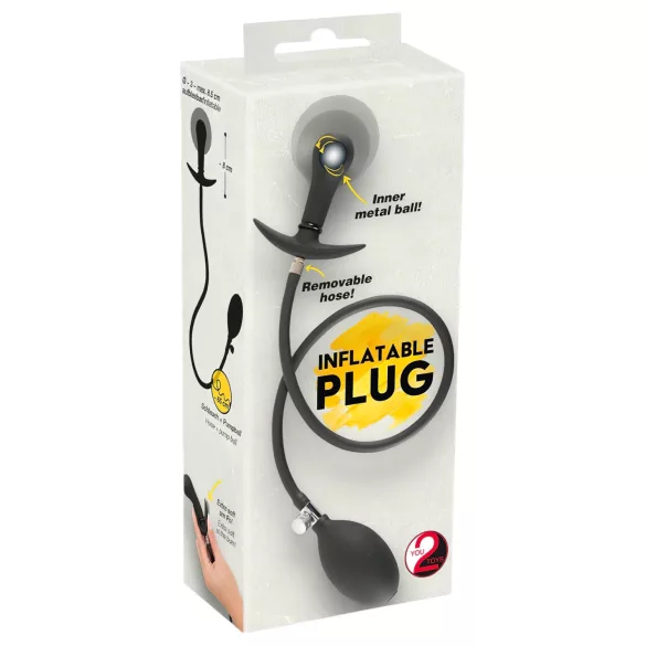 You2Toys - dop anal cu bilă, pompaibil - negru
