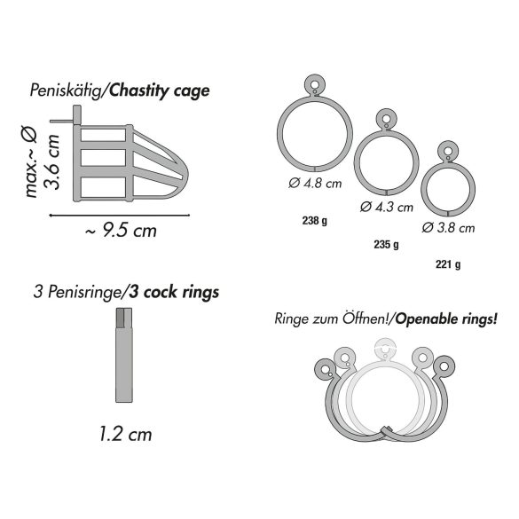 You2Toys - Cușcă castitate penis - metal, lacăt inclus