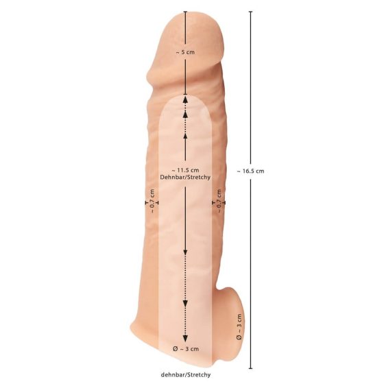 Realistixxx - extender penian cu inel pentru testicule - 16cm (natural)
