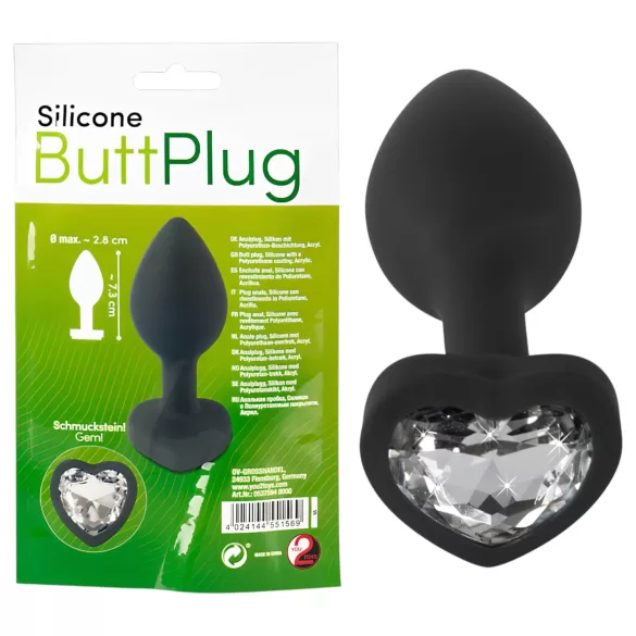 You2Toys - dop anal cu piatră albă - silicon negru