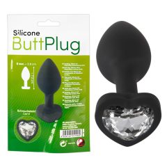 You2Toys Butt Plug - dildo anal cu pietre albe (negru)