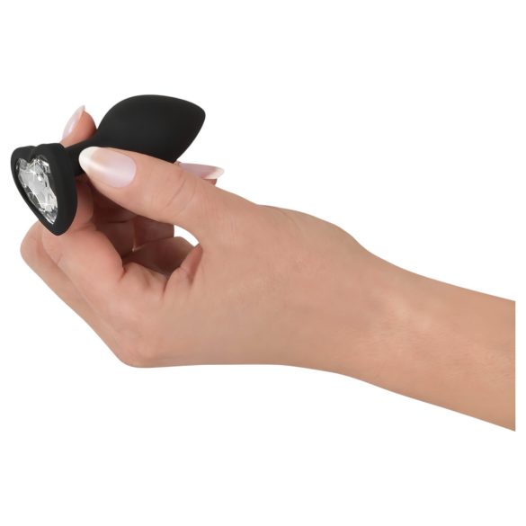 You2Toys - dop anal cu piatră albă - silicon negru