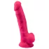 Silexd 7 - dildo cu ventuză, cu testicule - 17,5 cm (roz)