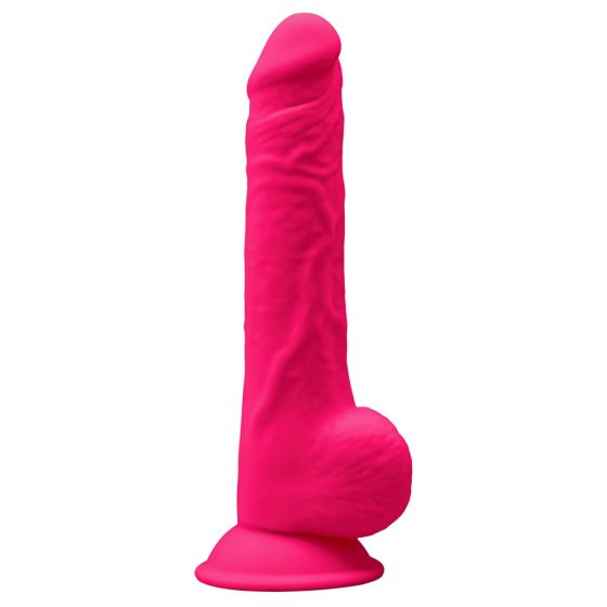 Silexd 9,5 - dildo ajustabil, cu ventuză, cu testicule - 24cm (roz)