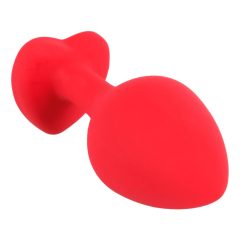   You2Toys Plug M - dildo anal cu pietre negre, în formă de inimă - mărime medie (roșu)