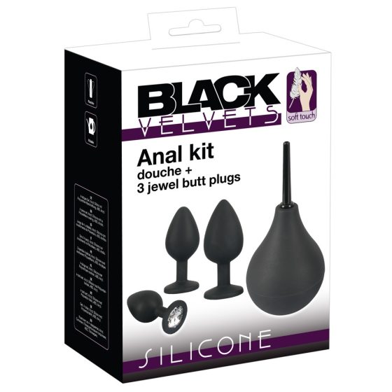 Set Black Velvet - dildo-uri anale (set de 4 piese) - negru