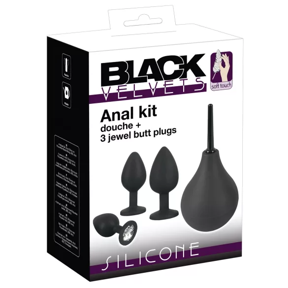 Black Velvets - set plug anal - 4 piese - silicon negru