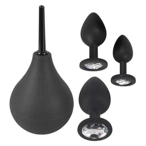 Black Velvets - set plug anal - 4 piese - silicon negru