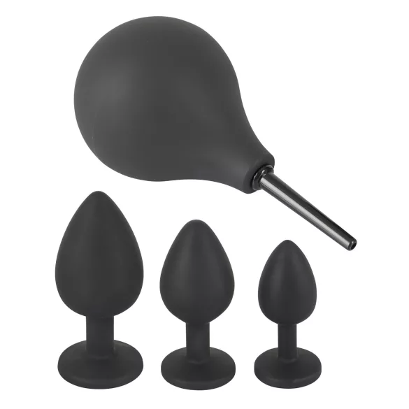 Black Velvets - set plug anal - 4 piese - silicon negru