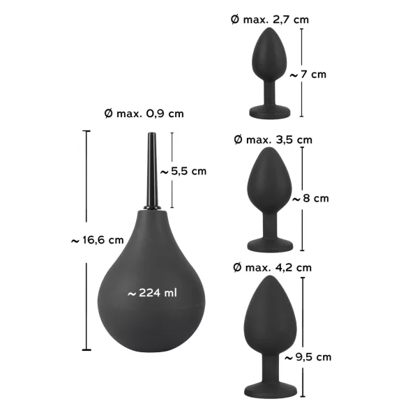 Black Velvets - set plug anal - 4 piese - silicon negru